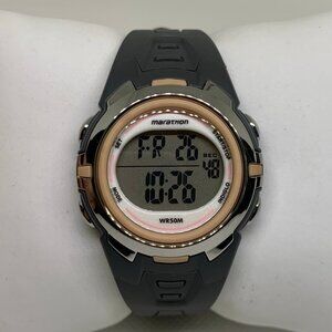 Marathon women digital watch silver peach gray tone 34mm quartz day date running
